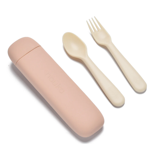Noüka - Ensemble fourchette, cuillère et étui de transport en silicone